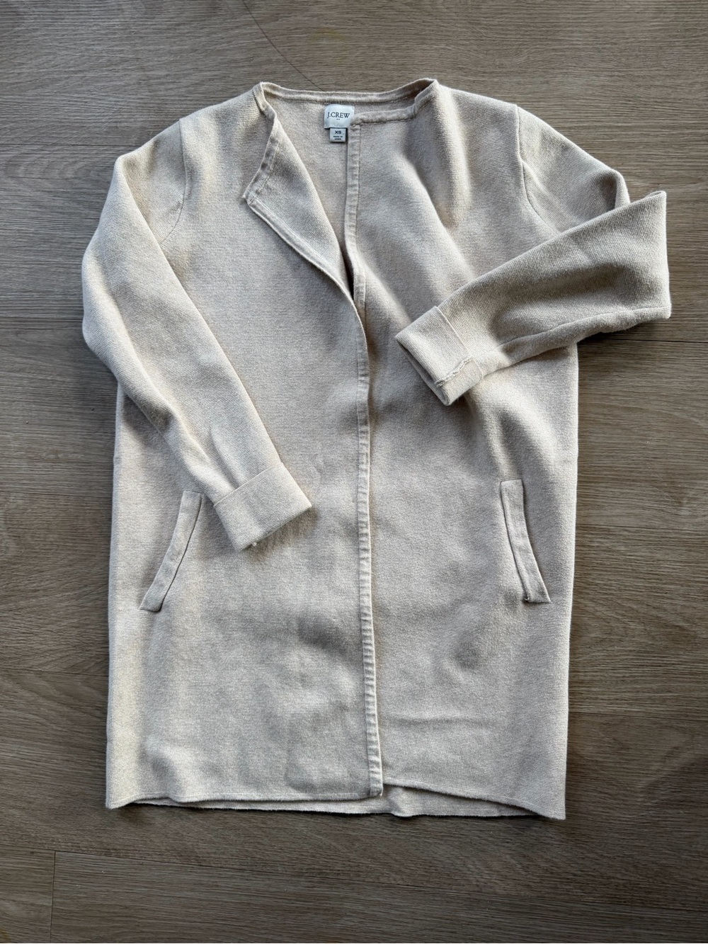 J. Crew Women's Light Taupe Open-Front Knit Cardigan